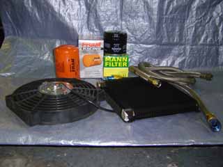 Oil cooler and fan